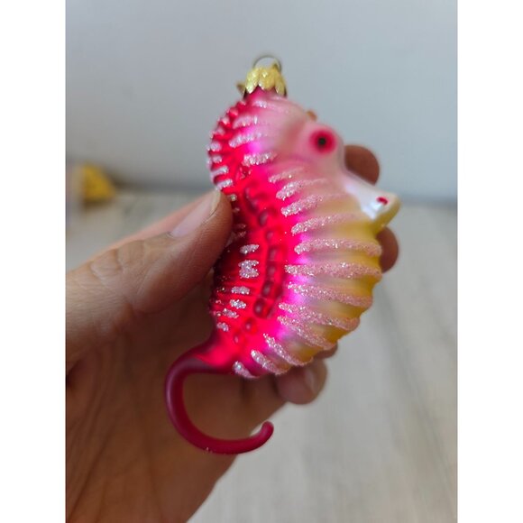 KSA Kurt Adler seahorse pink glitter ornament noble gems Xmas tree - Picture 7 of 8